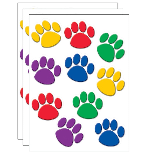 Teacher Created Resources Colorful Paw Print Accents, 30 Pieces, PK3 TCR4114 - main
